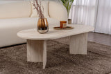 Hanah Home Élégante Table à café, Travertine, 119 x 39,8 x 60 cm, 100% mélamine, épaisseur 18 mm, Design élégant en marbre pour espaces de Vie Modernes