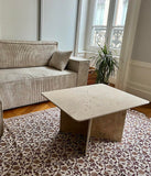 Table basse travertin "modele X " (grand plateau 80x60) (Table seule)