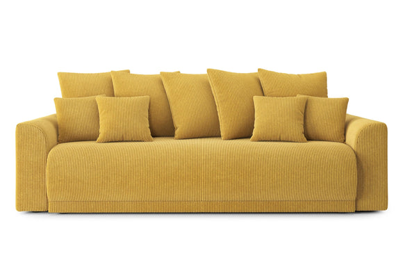 BAÏTA Canapé Droit Convertible Nova 3 Places en Velours côtelé Jaune