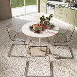 Chaise de salle à manger transparente avec dossier transparent – Design minimaliste en acrylique pour salle à manger, salon, bureau – Pieds galvanisés – Meuble élégant et moderne
