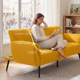 JIEXI Canapé 2 Places, dossiers réglables, 152 cm, Convient pour Salon, Bureau, Chambre, Salon, Chambre à Coucher, Jaune