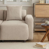 PUGSDRLY Canapé 3 Places avec Coussins Décoratifs,Petit Canapé,Design Moderne,Meuble Rembourré,Tissu Chenille,pour Salon,Chambre,Appartement,Beige