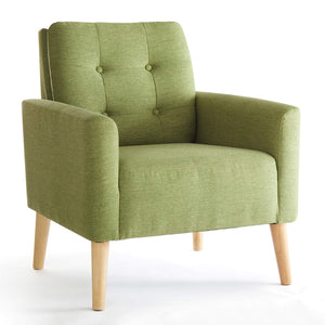 Meerveil - Fauteuil - Canapé 1 Place en Polyester avec Pieds en Bois Massif Style Scandinave pour Chambre Salon Balcon Bureau (Vert)