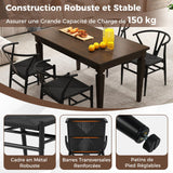 COSTWAY Chaise Wishbone Style Scandinave, Chaises avec Cadre en Métal, Dossier en Y, Assise Tressée, Chaise Design pour Salle à Manger, Salon, Bureau (Noir,2)