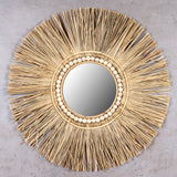 levandeo Miroir mural rond en jonc de mer Ø 55 cm - Décoration murale bohème - Style bohème - Nature