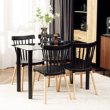 HOMCOM Lot de 4 chaises de salle à manger de style nordique avec dossier haut, siège en polypropylène et pieds en bois de hêtre, charge 120 kg, 48 x 52,5 x 83 cm, noir