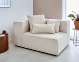 Lisa Design - Canapé Modulable d'angle Droit - Colombine en Velours Côtelé - Sofa Beige 5 Places - Salon