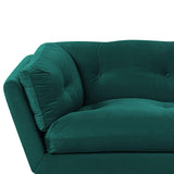 Beliani Canapé 3 Places Rembourré en Velours Vert Foncé avec Piètement Noir et Coussins Capitonnés Très Confortable pour Salon Glamour et Rétro