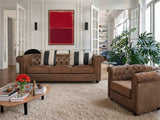 Vente-unique - Canapé 3 Places Chesterfield en Microfibre Aspect Cuir Vieilli