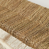 HOME MAISON - Banc marocain doum tressage Central Bois Naturel 30 x 60