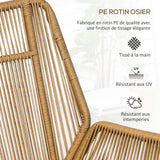 Outsunny Fauteuil de Jardin avec Repose-Pieds - Dossier inclinable et Coussin - en résine tressée Imitation rotin Ensemble de 2 pièces Naturel
