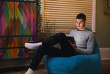 Loft 25 Fauteuil Dossier Haut Pouf | Chaise Longue de jeu de Pouf de Salon D'intérieur de Tissu de Velours Côtelé | Doublure Interne | Conception Ergonomique pour le Soutien du Corps (Pouf sarcelle)