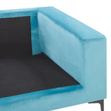 Beliani Canapé Fixe 3 Places Revêtu en Velours Bleu de Qualité Un Design Tendance Idéal pour Salon Vintage Rétro et Glamour