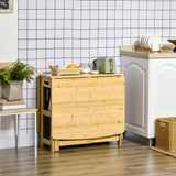 HOMCOM Table à manger pliante pour 6 personnes avec étagères - Table de cuisine et salle à manger pour petits espaces - 149,5 x 80 x 73,5 cm - Naturel