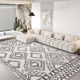 Leesentec Tapis Salon Abstrait Moderne à Motif Géométrique - Poil Court, Doux pour Chambre - Noir, Blanc, Beige, Ivoire (Ivoire/Noir, 200 * 250cm)