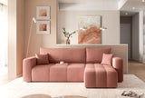 GREKPOL Canapé d'angle Convertible 145x248 à Gauche ou à Droite - Canapé 3 Places Convertible - Canapé Rose - Canapé avec Espace de Rangement - Canapé Lit - Canapé Convertible