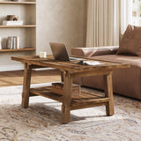 TRIBEWOOD Table Basse 120 cm pour Salon, Table Cocktail Centrale de Style Ferme avec Pieds en Bois Solides, Montage Facile