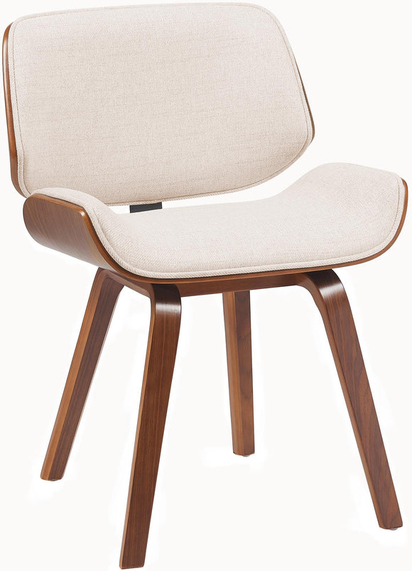 CLP Chaise de Salle à Manger Beverley Tissu, Chaise de Cuisine en Bois, avec Dossier, Fauteuil rembourré, Couleur:Noyer/crème