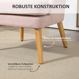 HOMCOM Fauteuil Lounge avec Aspect Lin, accoudoirs, rembourré Fauteuil Relax avec Pieds en Bois, pour Salon, Chambre, Rose
