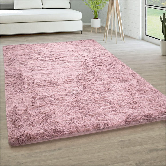 YUANWAN Tapis Shaggy Tapis Chambre 140 x 190 cm Longs Moelleux Antidérapant Intérieur Épais Tapis Salon à Poils Longs Tapis Moelleux Chambre pour Salon de Sol Grand Couloir, Rose