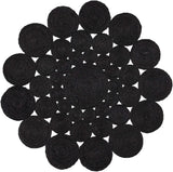 THE PIKKU INTERNATIONAL Tapis rond tressé à la main en jute - Tapis rustique pour salon, couloir, couloir, noir, 80 x 80 cm