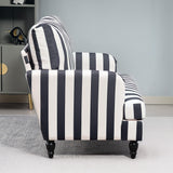 HOMCOM Fauteuil de salon avec assise large et accoudoirs longs, fauteuil en velours à rayures avec rembourrage épais et ressorts en S, 115 x 82 x 82 cm, noir et blanc