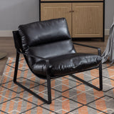 chairus Fauteuil de Loisirs en Cuir PU Modern Chaise de Relaxation pour Salon Fauteuil de Chambre avec Cadre en Métal (Noir)