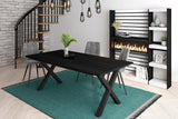 Skraut Home - Table à Manger | 10 Personnes | 200 | Robuste et Stable grâce à sa Structure et aux Pieds Solides | Idéal pour Les rassemblements de Famille | Noir | Style Industriel