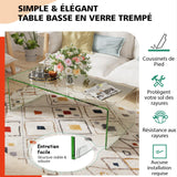 GOPLUS Table Basse Verre Trempé, Table Basse Salon Moderne Minimaliste sans Assemblage, pour Salon, Chambre, Appartement,Charge 30KG108X50X35 CM