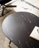 FineBuy Table basse, 120 x 60 x 41,5 cm, aspect marbre, moderne, design moderne, table de salon avec structure en métal, grande table d'appoint pour le salon, noire