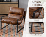 chairus Fauteuil de Loisirs en Cuir PU Modern Chaise de Relaxation pour Salon Fauteuil de Chambre avec Cadre en Métal (Marron)