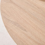 BenyLed Table de Salle à Manger Ronde de 120 cm pour 4-6 Personnes, Table de Cuisine Fermière avec Base Cylindrique, Plateau en MDF et Socle à Lattes en Bois (Grain de Bois Clair)