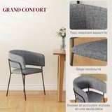 HOMCOM Lot de 2 chaises de Salle à Manger Chaise de Cuisine Pieds en Acier, Assise rembourrée, pour Salle à Manger, Salon, Cuisine, dim. 57L x 53l x 73H cm Gris