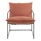 [en.casa] Fauteuil Confortable avec Coussins Rembourrés Housse Amovible et Lavable Siège Stable Design Intemporel pour Salon Chambre Bureau Métal Polyester 90 x 61 x 70 cm Noir Orange