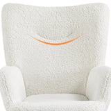 Yaheetech Fauteuil Scandinave en Tissu Bouclette Chaise d'appoint avec Haut Dossier Amovible Capiton Courbé Pieds Fuselés pour Salon Bureau Chambre Blanc