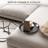 HOMCOM Lot de 2 Tables Basses Rondes gigognes Table de Salon Cadre en Acier Plateaux Amovibles Table d'appoint Style Industriel Ø 43 et Ø 35 cm Noir