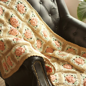 V&U Couverture jetée au Crochet pour canapé,Jeté de Canapé tissée à la Main en Tricot,Couverture décorative Boho,Couverture de lit tissée de Fleurs colorées pour canapé Inclinable Voyage