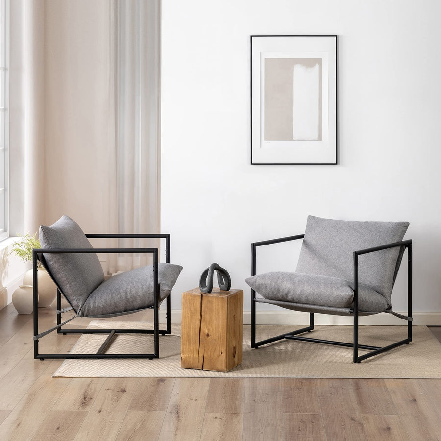 ZINUS Aidan Fauteuil d’exception style suspendu, avec structure en métal et coussins remplis de flocons de mousse, Montage facile sans outils,Fauteuil livré dans une boîte compacte, Gris clair ZINUS Aidan Fauteuil d’exception style suspendu, avec structure en métal et coussins remplis de flocons de mousse, Montage facile sans outils,Fauteuil livré dans une boîte compacte, Gris clair