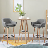 HOMCOM Tabourets de Bar Design scandinave - Lot de 2 tabourets de Bar Grand Confort avec Repose-Pieds et accoudoirs - Bois Massif Lin Gris foncé