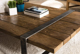 MACABANE LEONCE - Table Basse Multi-Planches Marron Bois Massif cerclée métal Gris Anthracite