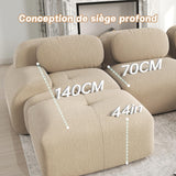 Canapé 3 Places avec revêtement hautement élastique, Canapé d'angle modulaire avec accoudoirs extra larges, Pour salonen hambre et home cinéma, en tissu velours côtelé Beige (sans assemblage)