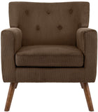 CLP Fauteuil Rembourre en Velours cotele Kioni avec accoudoirs, Fauteuil Bergere Jusqu a 150 kg, Fauteuil Relax et TV pour Salon Couleur:Marron foncé