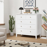 FOREHILL Commode Chambre Commode avec 5 Tiroirs Meuble de Rangement Chambre Adulte Commode Blanche Salon Moderne en Bois 80x40x80cm