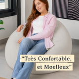 bananair - Pouf Poire Velours Côtelé, Housse Lavable, 80x70 cm, Beige