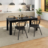 COSTWAY Table Salle à Manger de 160 CM pour 6-8 Personnes, Table Cuisine Rectangulaire avec Pieds en Formes de L Robustes, Table à Manger Noire Design, Montage Facile