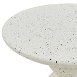 Table d'Appoint Effet Terrazzo Forme Contournée Ronde 52 cm Résistant Blanc Cassé Caffi