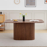 BenyLed Table à Manger Rectangulaire de 160 cm pour 4 à 6 Personnes, Table de Cuisine Moderne avec Piétement à Lattes en Bois pour la Maison, Le Restaurant, Le Bureau, etc. (Noyer)