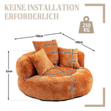 KOMHTOM Gros Pouf Canapé, Pouf Fauteuil Canapé pour Les Paresseux, avec 3 Coussins, sans Installation, Idéal pour Chambre, Salon ou cinéma Maison (Orange-Chenille)