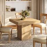 Tribesigns Table à Manger 100 cm, Table de Cuisine Carrée pour 4 Personnes pour Salle à Manger, Cuisine, Salon, Petits Espaces, avec Plateau et Pieds épais (Marron Clair)
