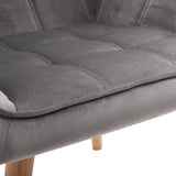 HOMCOM Fauteuil Salon Chaise Coiffeuse Fauteuil scandinave avec Dossier Haut et accoudoir rembourré - Fauteuil Chambre avec Pied en Bois, revêtement en Effet Velours, 67 x 61,5 x 71 cm, Gris